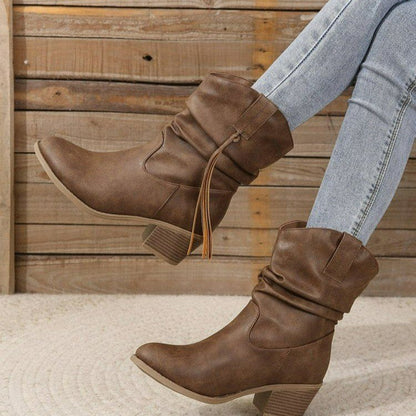 Botas de Tobillo con Borlas Vaqueras Western Vintage
