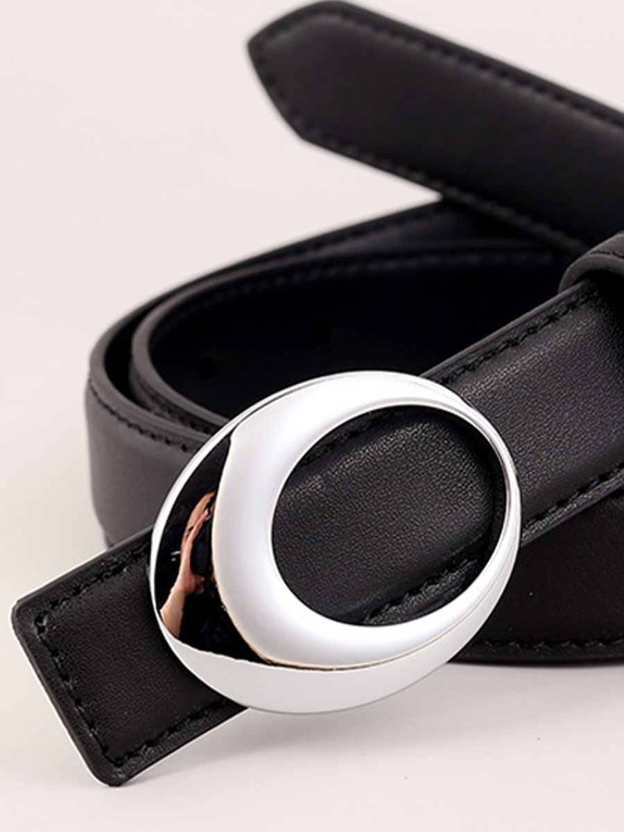 Cinturón para mujer con hebilla de arco plateada retro combinable con todo