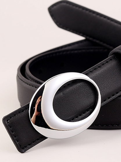 Cinturón para mujer con hebilla de arco plateada retro combinable con todo