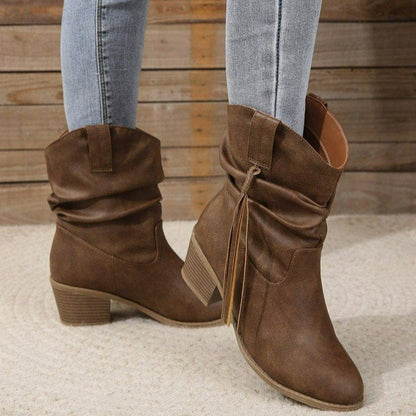 Botas de Tobillo con Borlas Vaqueras Western Vintage