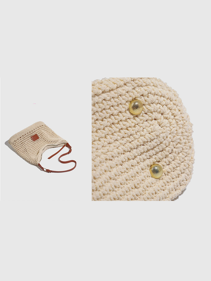 Bolsa de playa tejida hueca para mujer, bolso de hombro