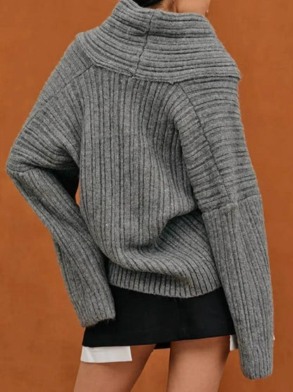 Jersey extragrande de punto con rollo alto