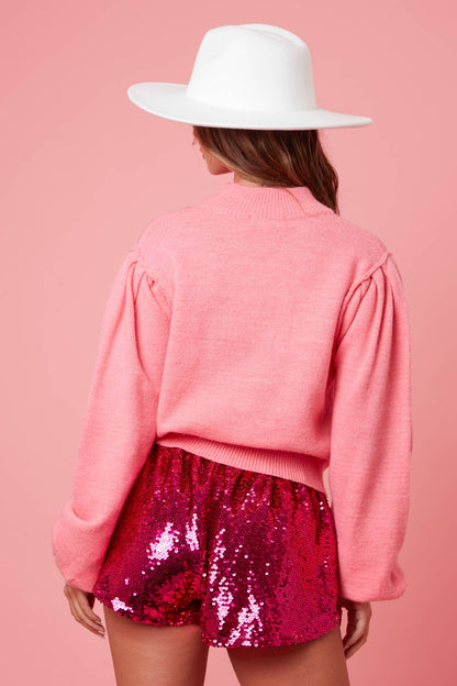 Falda pantalón de cintura alta con lentejuelas