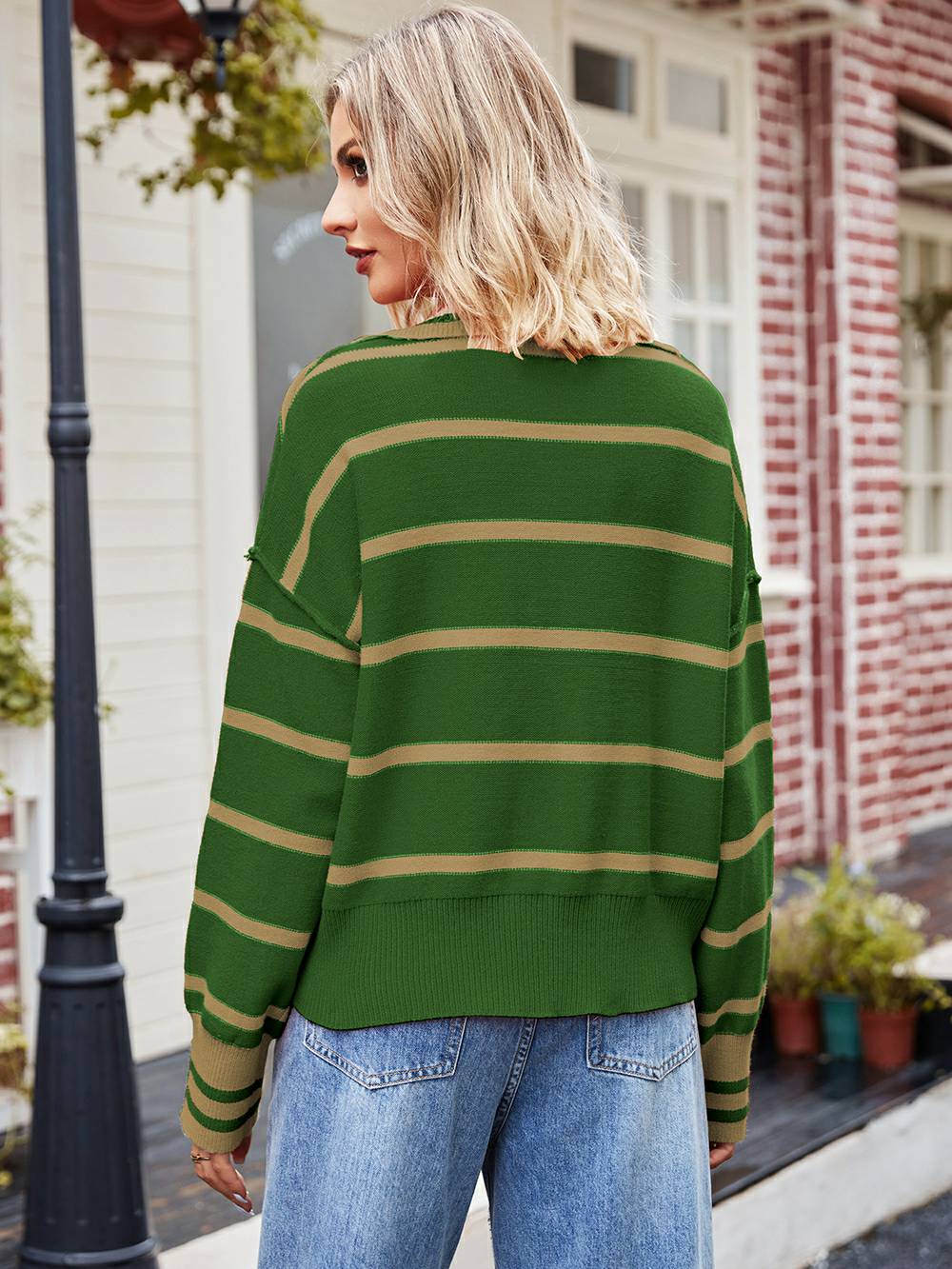 Suéter de patchwork a rayas de moda