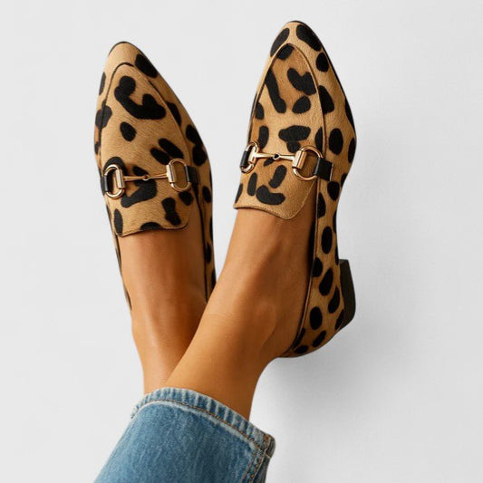 Aurora | Mocasín de leopardo con tacón cuadrado