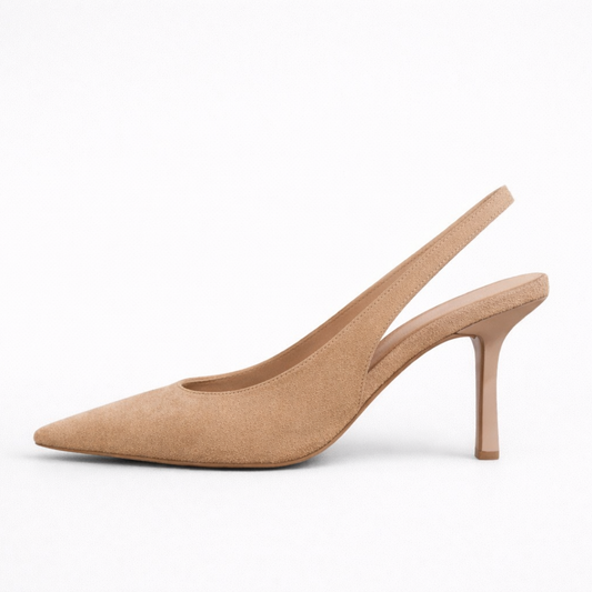 Nudefarbene Wildleder-Absatzschuhe