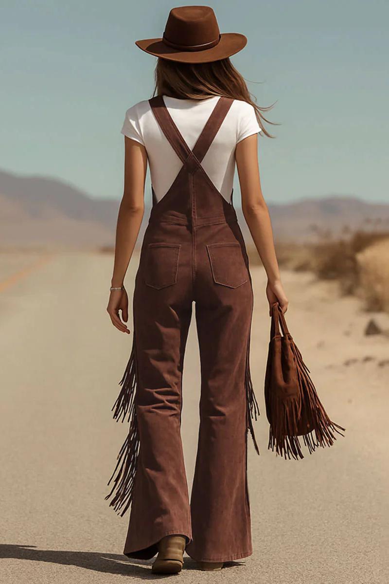 Overoles de microante con flecos bohemios