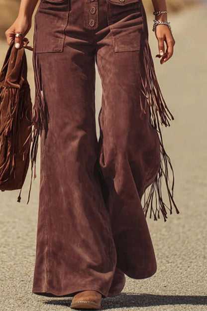Overoles de microante con flecos bohemios
