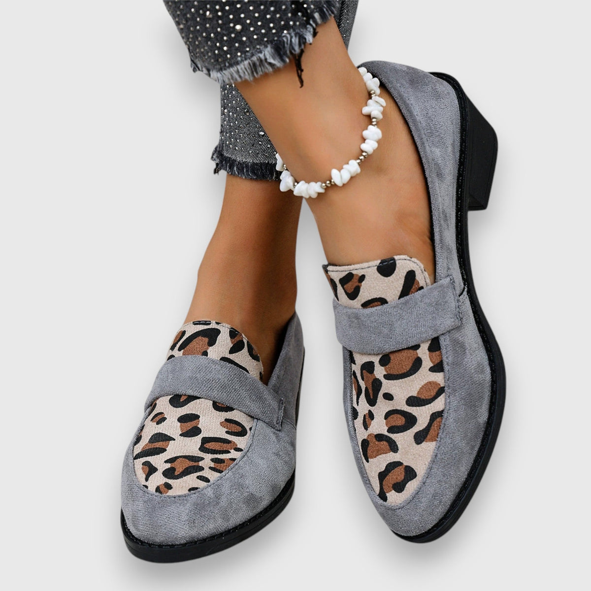 Consuelo | Mocasín marrón con estampado animal