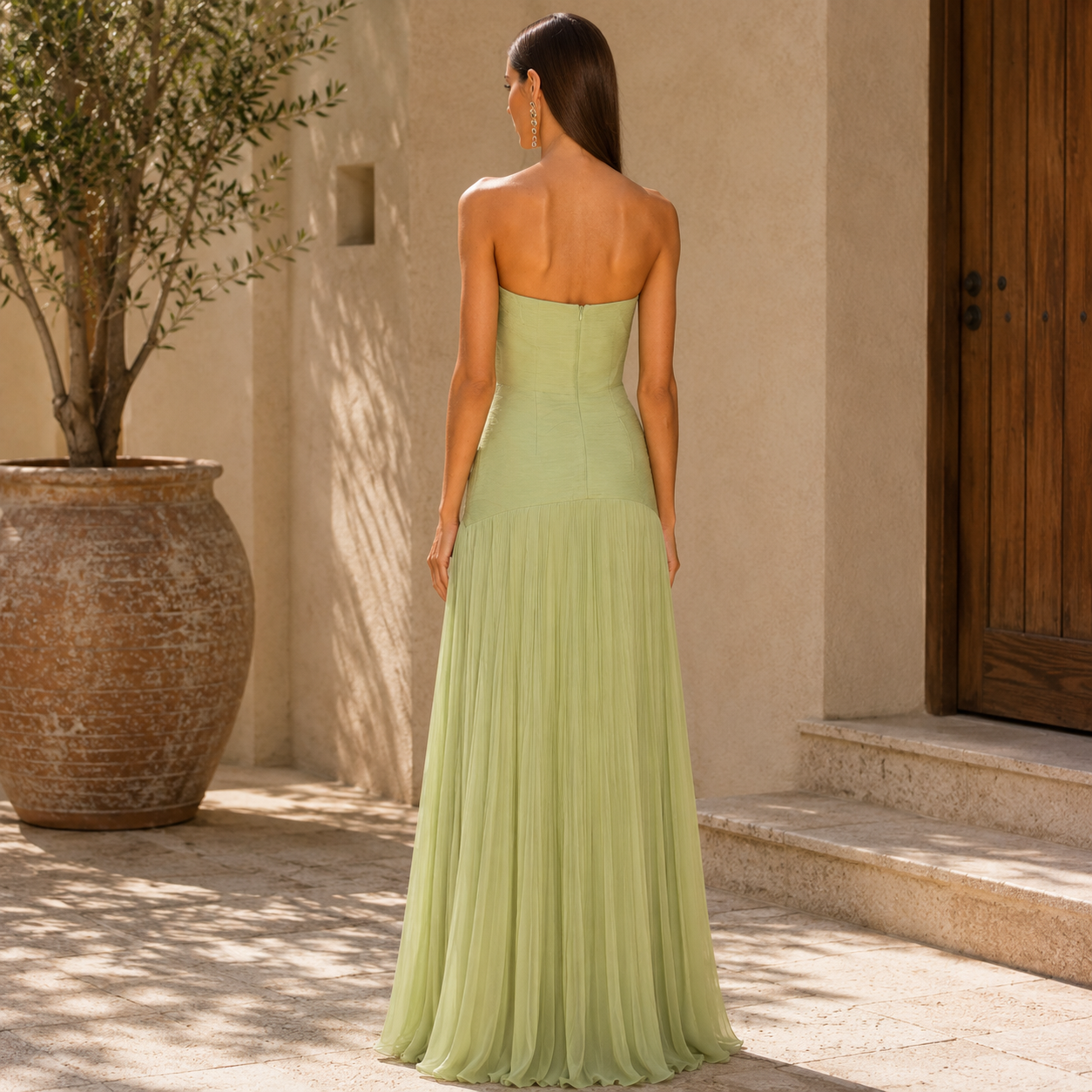 Vestido de hombros descubiertos con diseño elegante