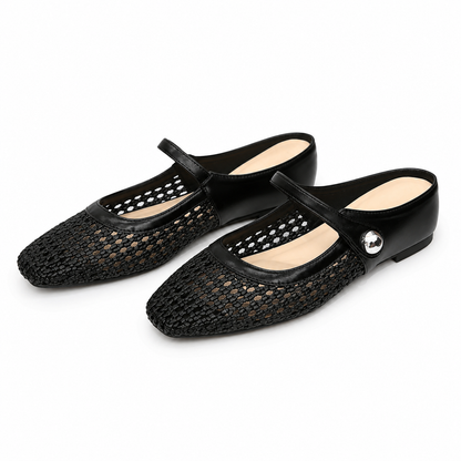 VELORA™ ┃ Zuecos en Tejido Trenzado con Punta Cuadrada