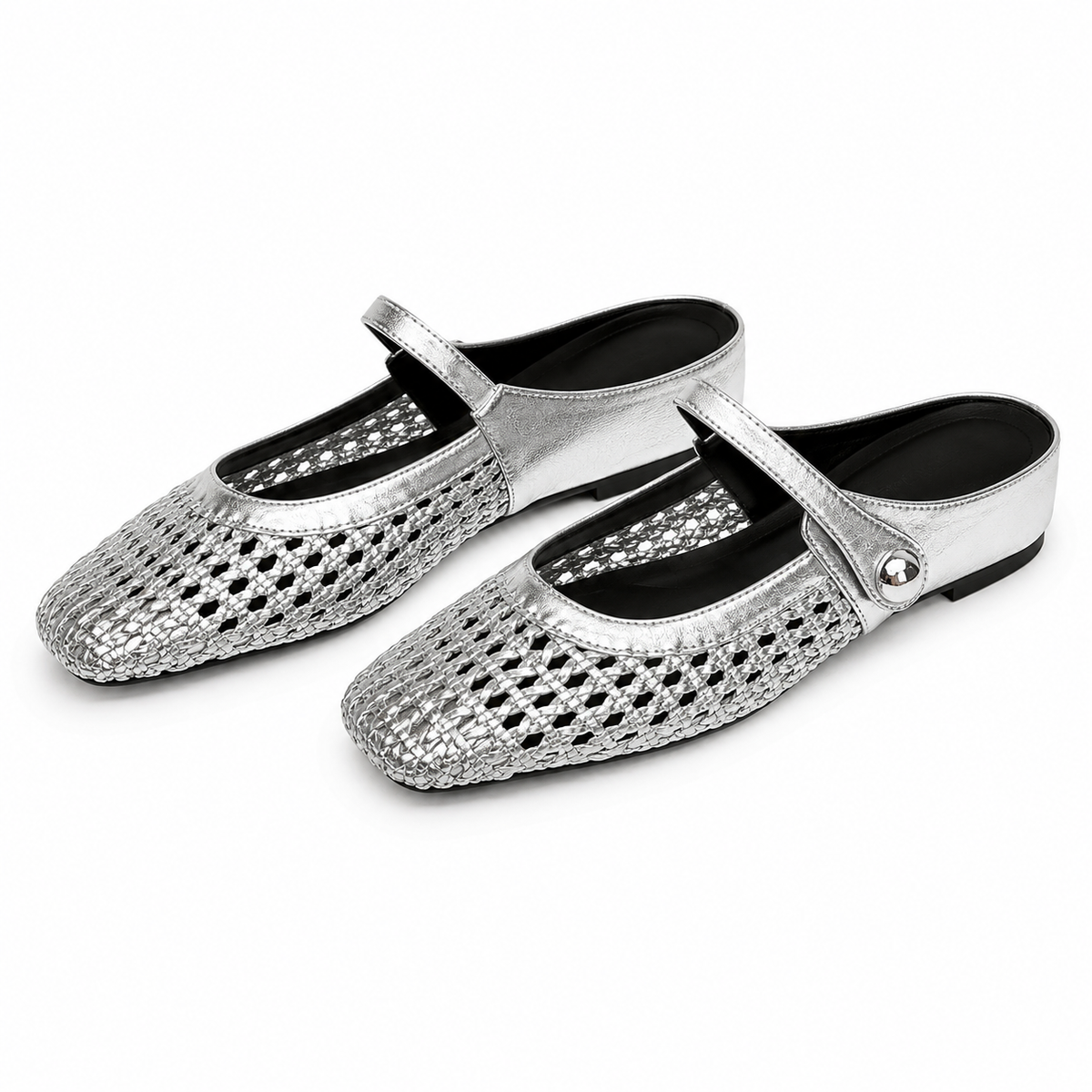 VELORA™ ┃ Zuecos en Tejido Trenzado con Punta Cuadrada