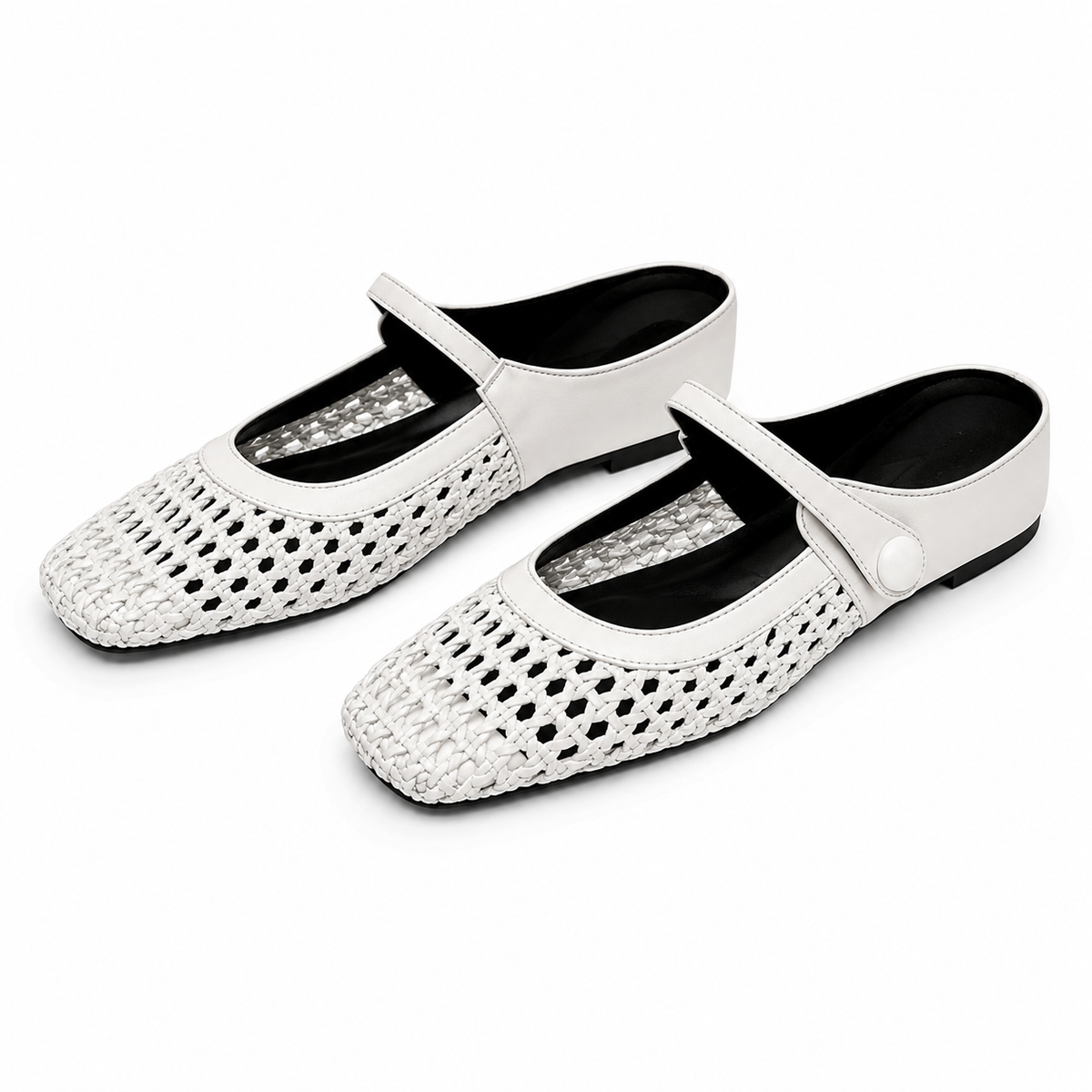 VELORA™ ┃ Zuecos en Tejido Trenzado con Punta Cuadrada