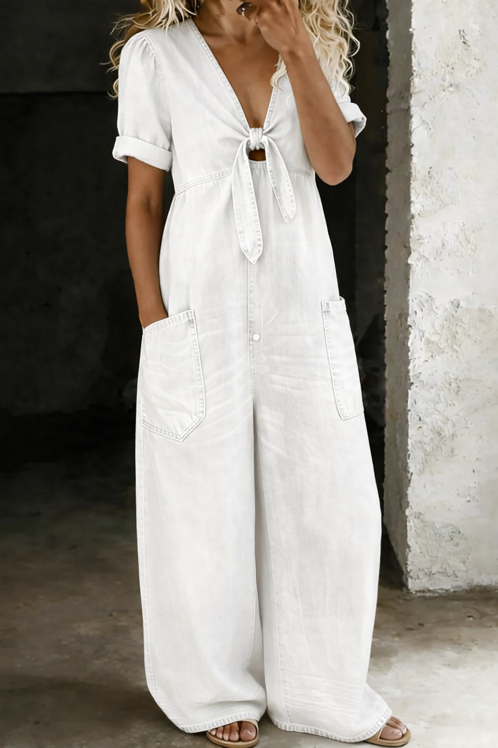 Maika | Combinaison denim col V