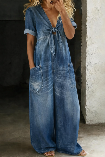 Maika | Combinaison denim col V
