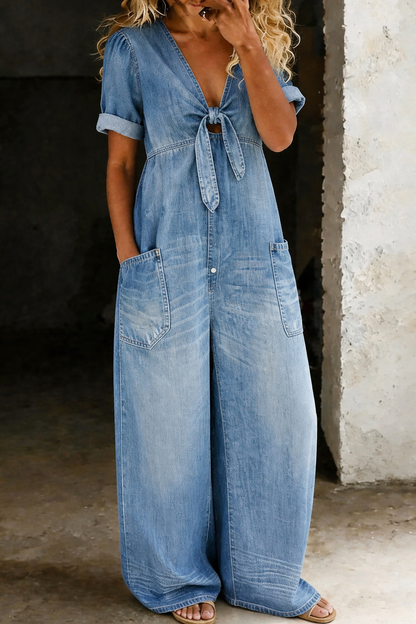 Maika | Combinaison denim col V