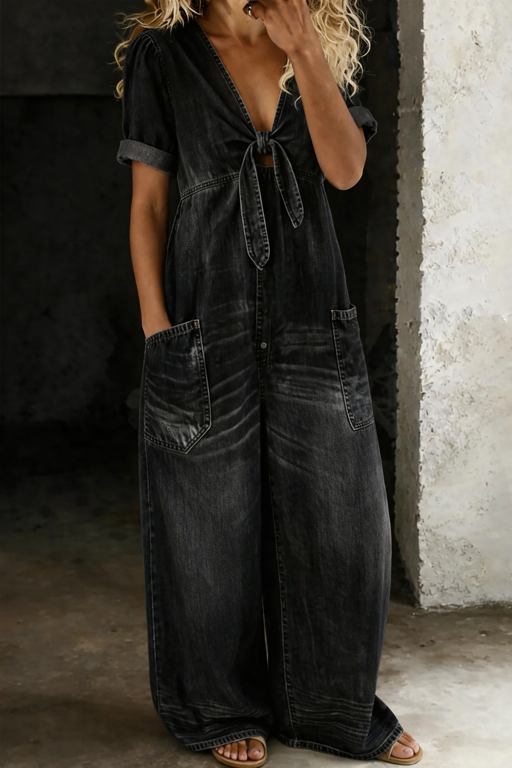 Maika | Combinaison denim col V