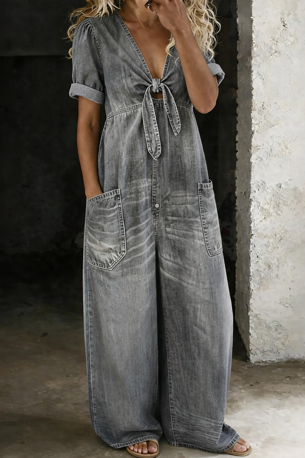 Maika | Combinaison denim col V