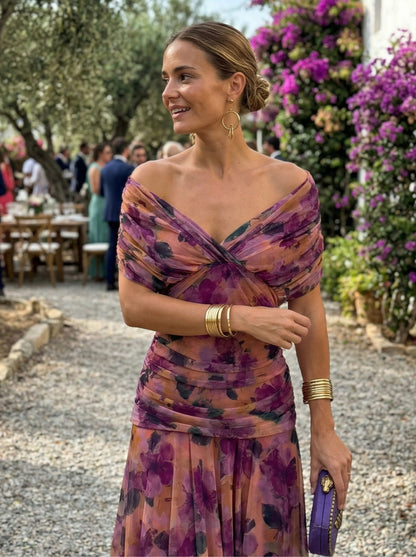 Vestido largo con escote en V, elegante y favorecedor