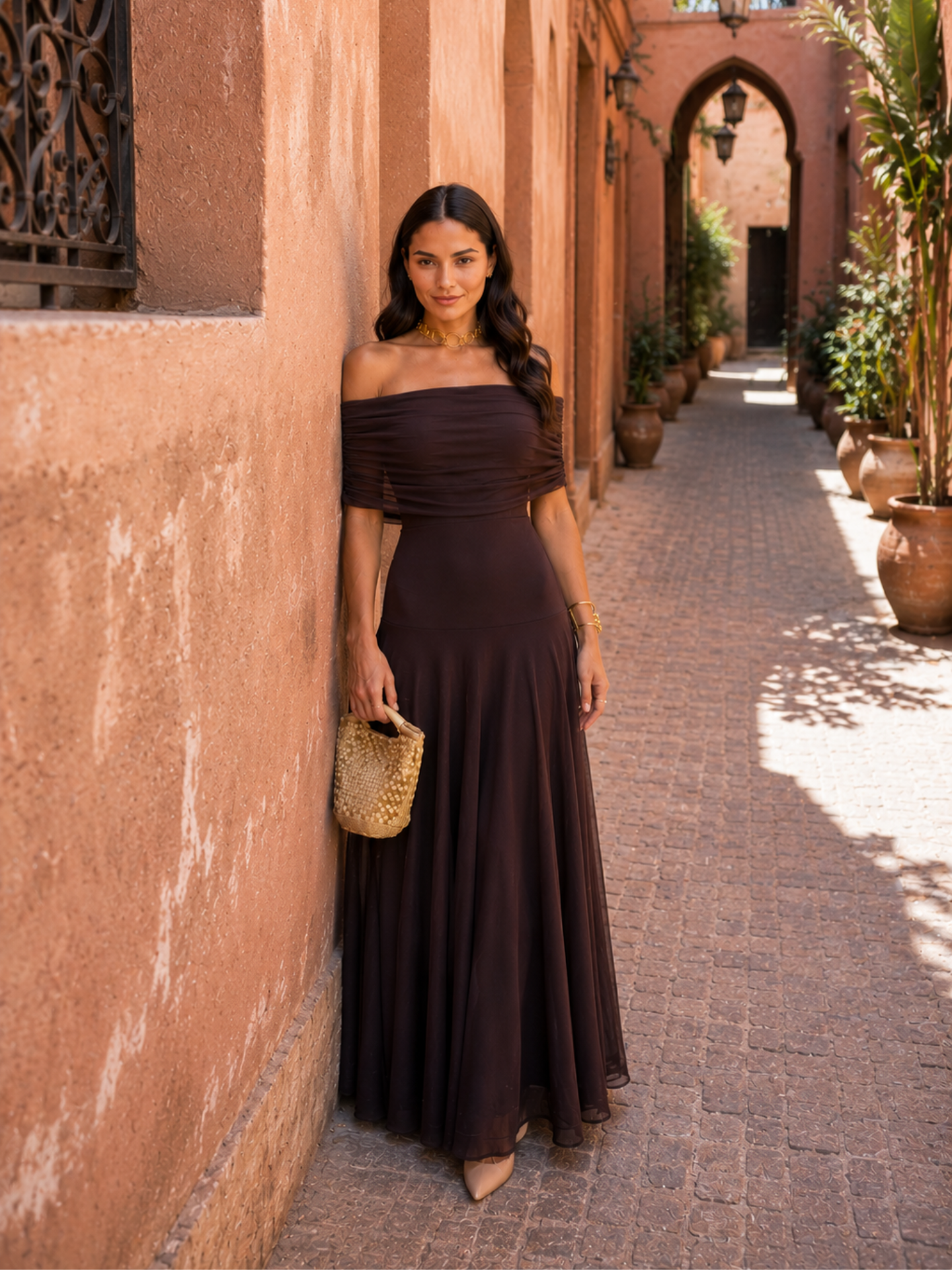 Vestido Toledo en elegante tono marrón