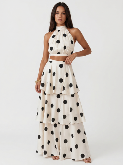 Conjunto de Top y Falda Larga con Lunares — Elegante y Femenino