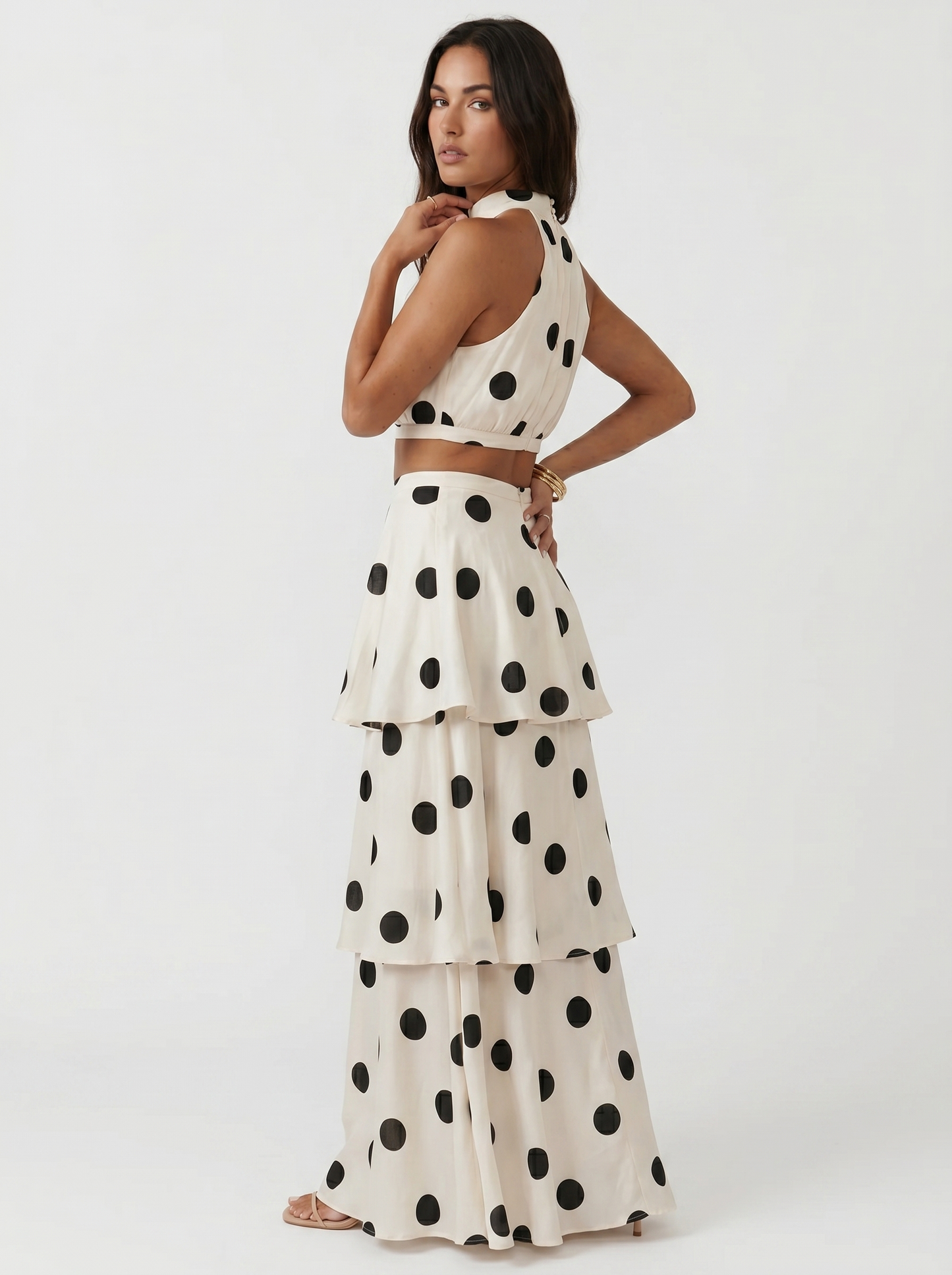 Conjunto de Top y Falda Larga con Lunares — Elegante y Femenino