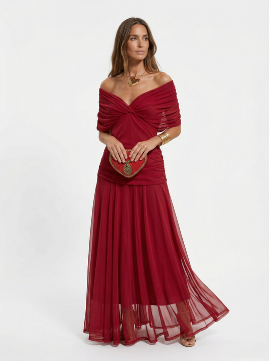 Velora | Langes V-Ausschnitt Kleid