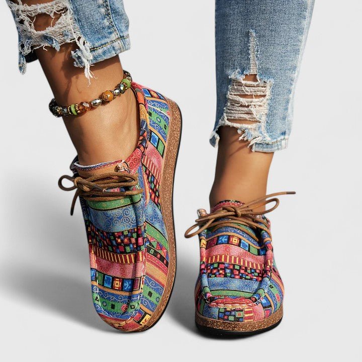 Patricia | Zapato con cordones, estampado étnico de confort