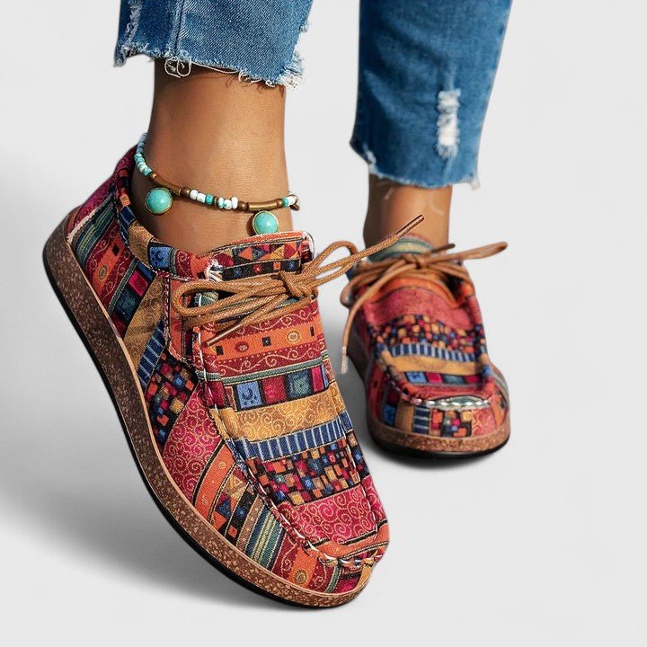 Patricia | Zapato con cordones, estampado étnico de confort