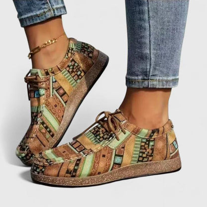 Patricia | Zapato con cordones, estampado étnico de confort