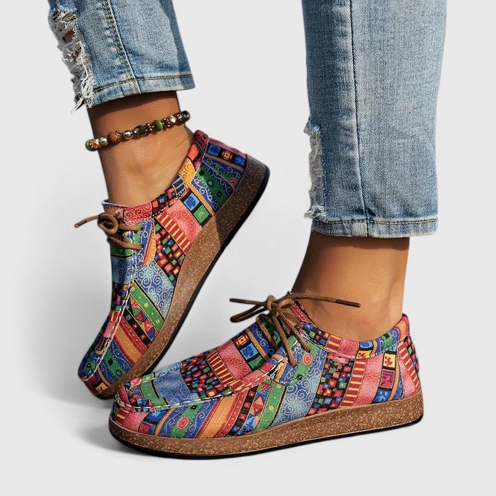 Patricia | Zapato con cordones, estampado étnico de confort