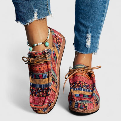 Patricia | Zapato con cordones, estampado étnico de confort