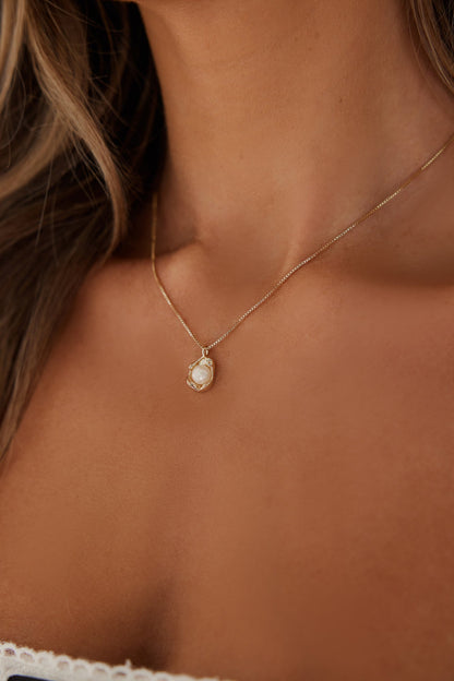 Besties Chapado En Oro De 14k Con Collar De Perlas En Oro