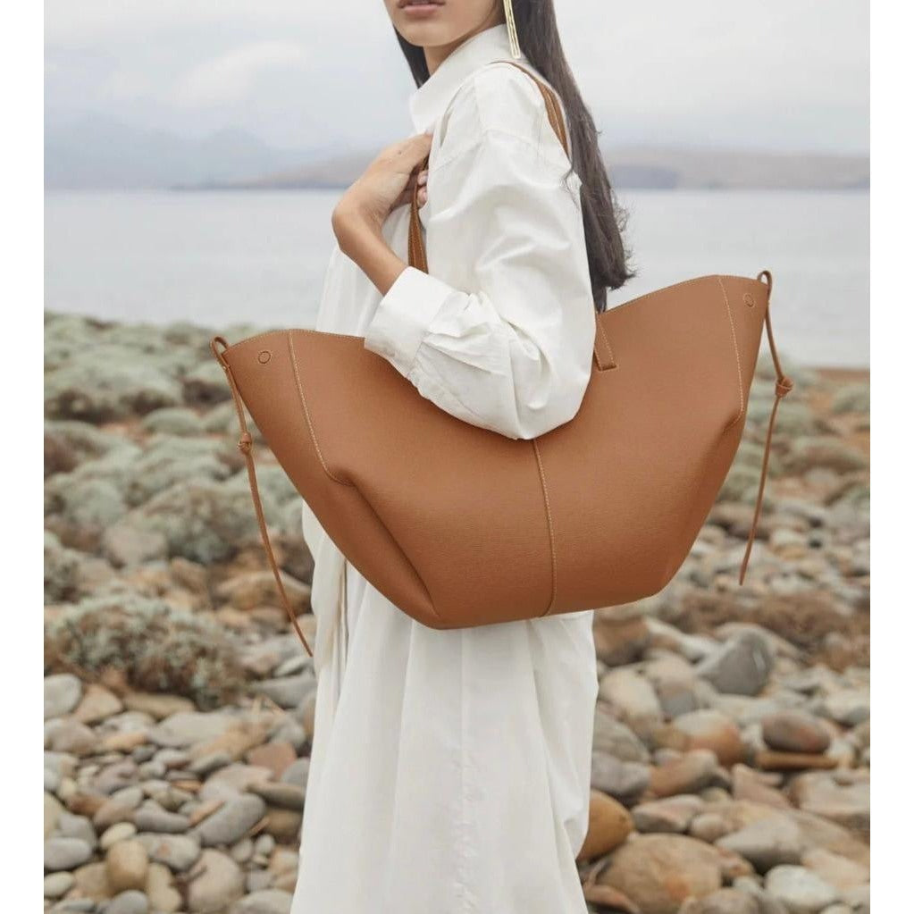 Ombrello - bolso de piel auténtica de litchi