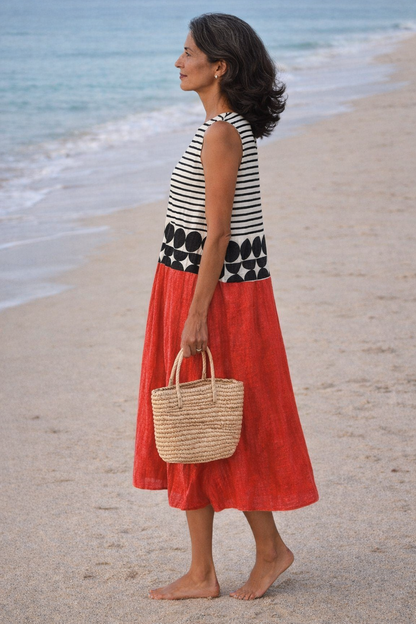 Juana | Vestido Midi a Rayas: Elegante y Versátil