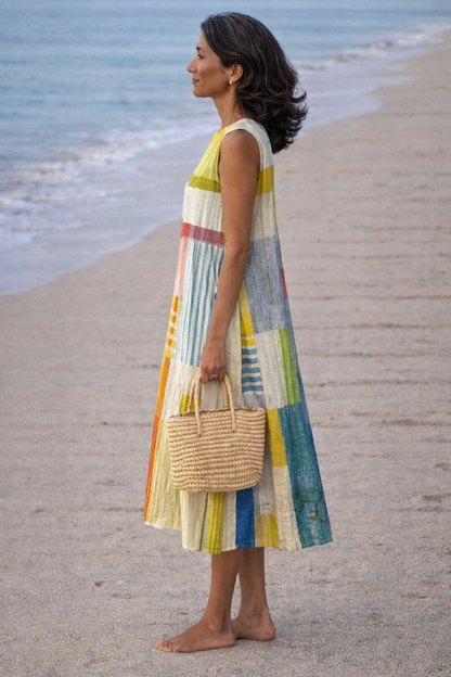 Eva | Vestido Midi Geométrico Moderno y Elegante