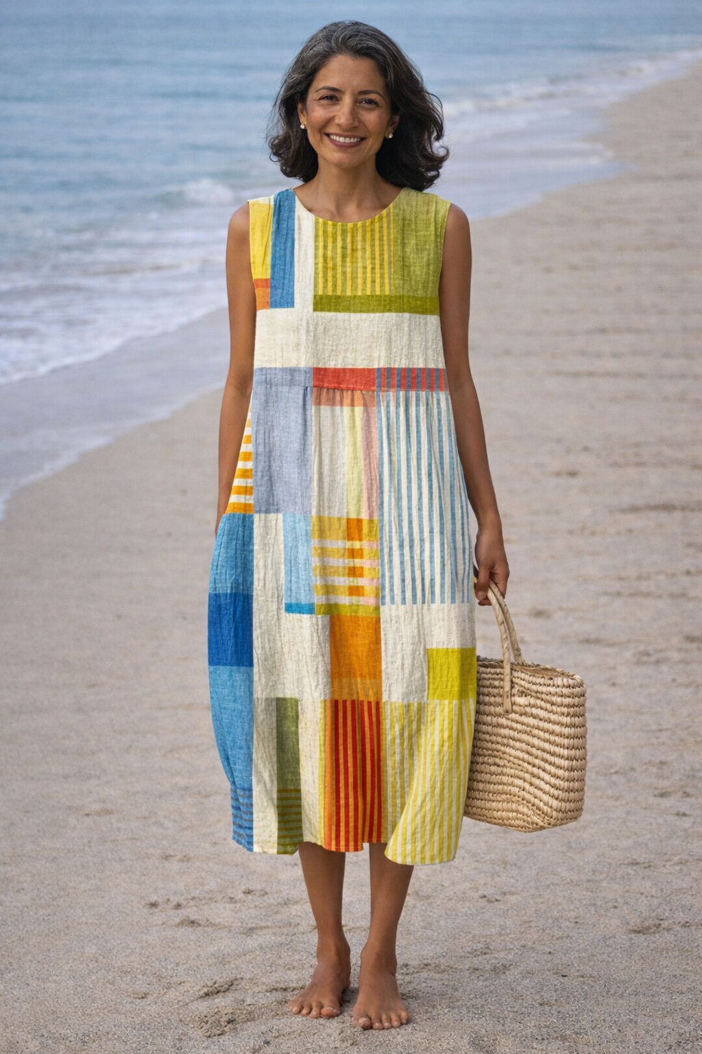 Eva | Vestido Midi Geométrico Moderno y Elegante