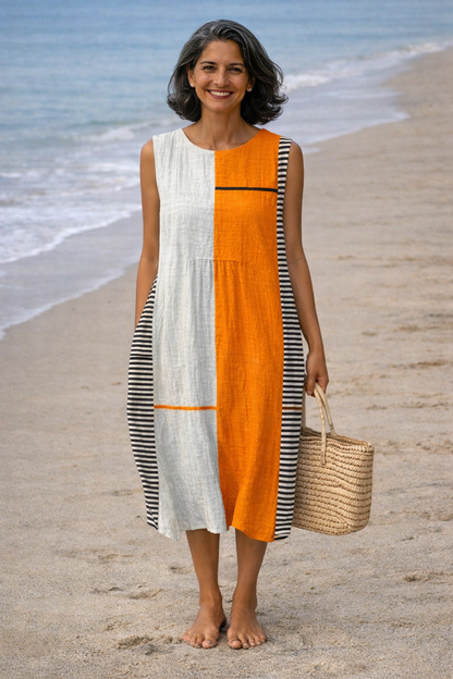 Maya | Vestido Midi a Rayas – Chic y Versátil para Cualquier Ocasión