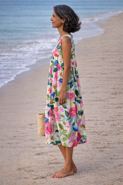 Ava | Vestido Midi Floral — Estilo Sofisticado