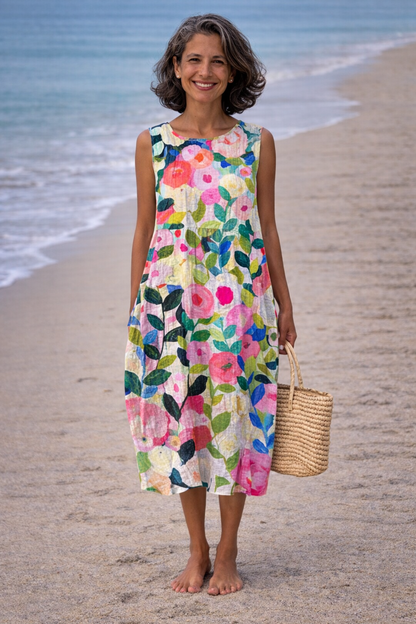 Ava | Vestido Midi Floral — Estilo Sofisticado