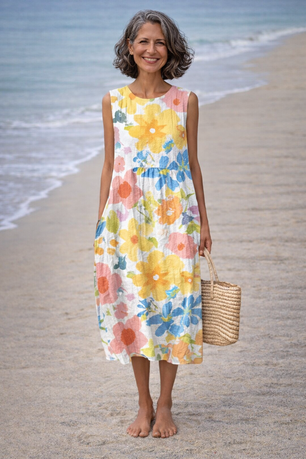 Ella | Vestido midi de flores en tonos pastel, elegante y femenino