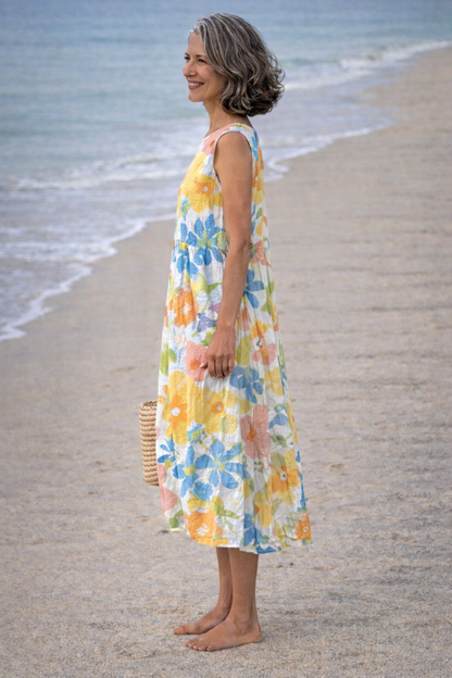Ella | Vestido midi de flores en tonos pastel, elegante y femenino