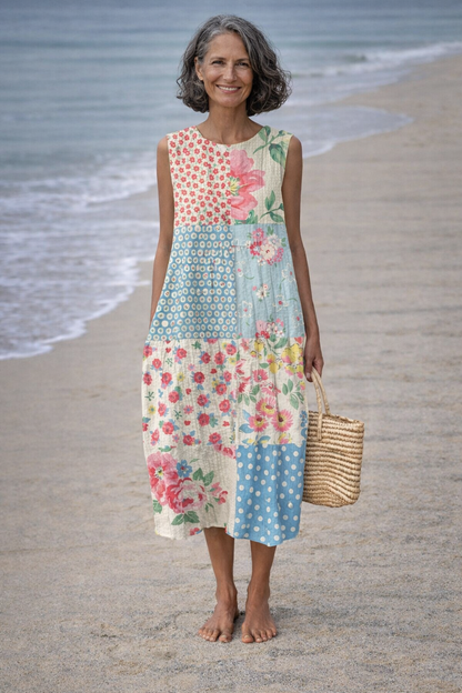 Valeria | Vestido Midi Patchwork: Estilo único y colorido