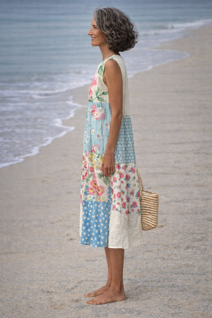 Valeria | Vestido Midi Patchwork: Estilo único y colorido
