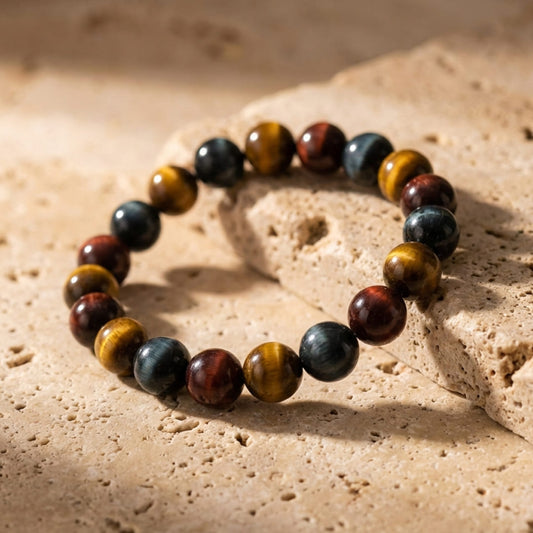 Triple Protección™ | Pulsera de Ojo de Tigre, Ojo de Toro y Ojo de Halcón