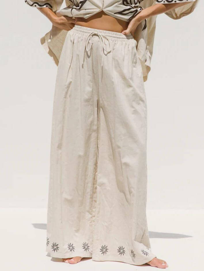 Conjunto de pantalones de pierna ancha con estampado suelto Sunshine