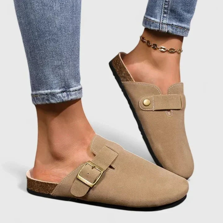 Cristina | Mocasín beige de confort con tira decorativa