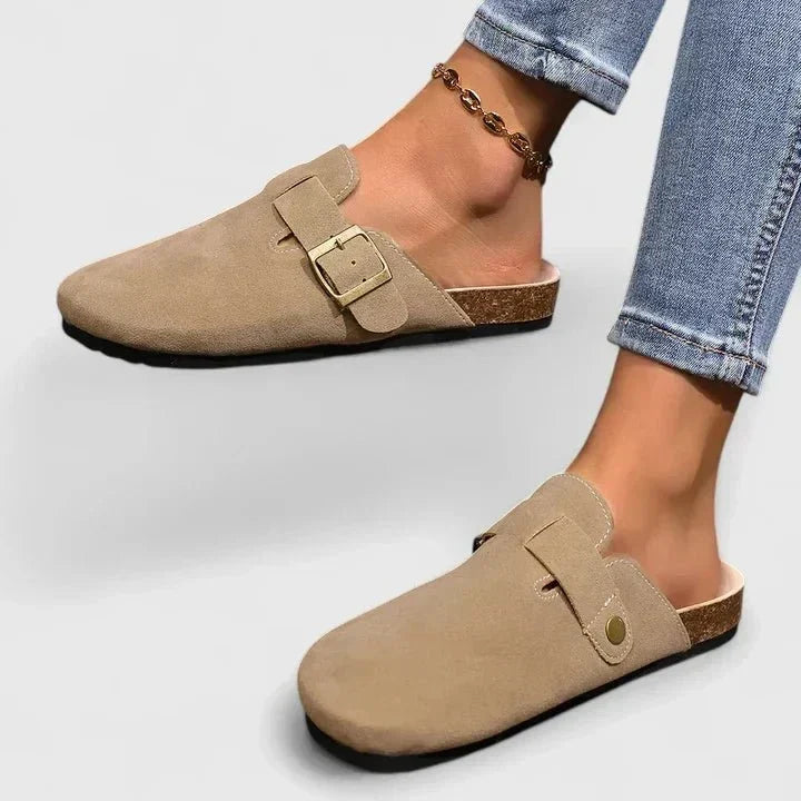 Cristina | Mocasín beige de confort con tira decorativa