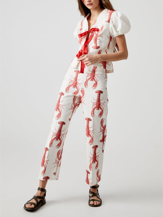 Conjunto de pantalones rectos con estampado de langosta