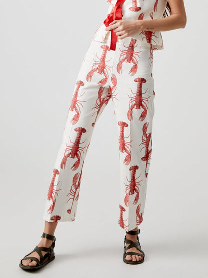 Conjunto de pantalones rectos con estampado de langosta